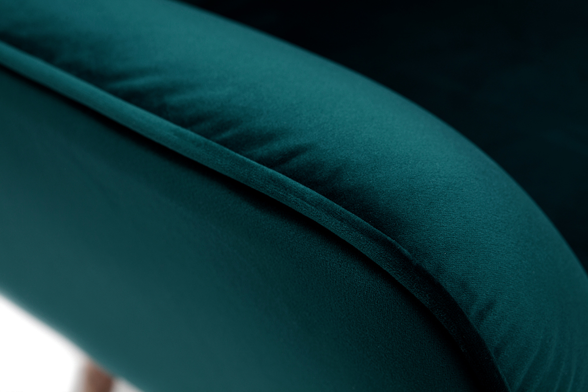 Silln nrdico efecto terciopelo azul petrleo y madera AVERY