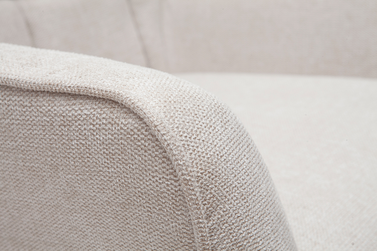 Silln nrdico efecto terciopelo beige y madera AVERY