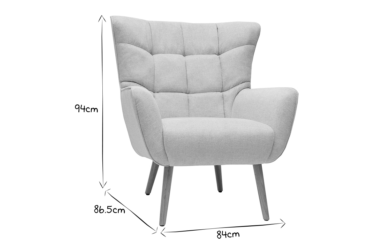 Silln nrdico efecto terciopelo beige y madera AVERY