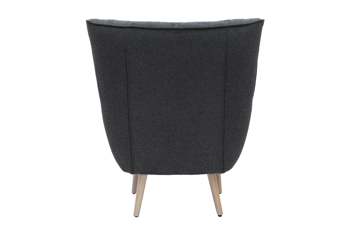 Silln nrdico efecto terciopelo gris oscuro y madera AVERY
