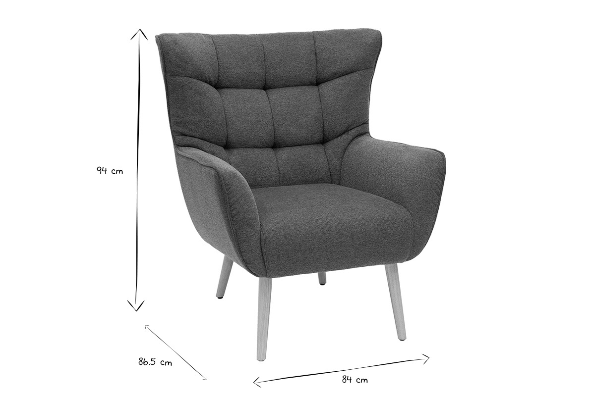 Silln nrdico efecto terciopelo gris oscuro y madera AVERY