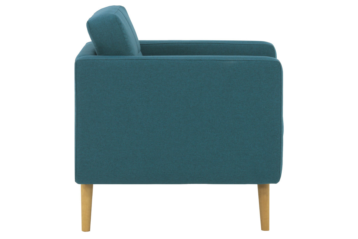 Silln nrdico en tejido azul petrleo y madera ELFE