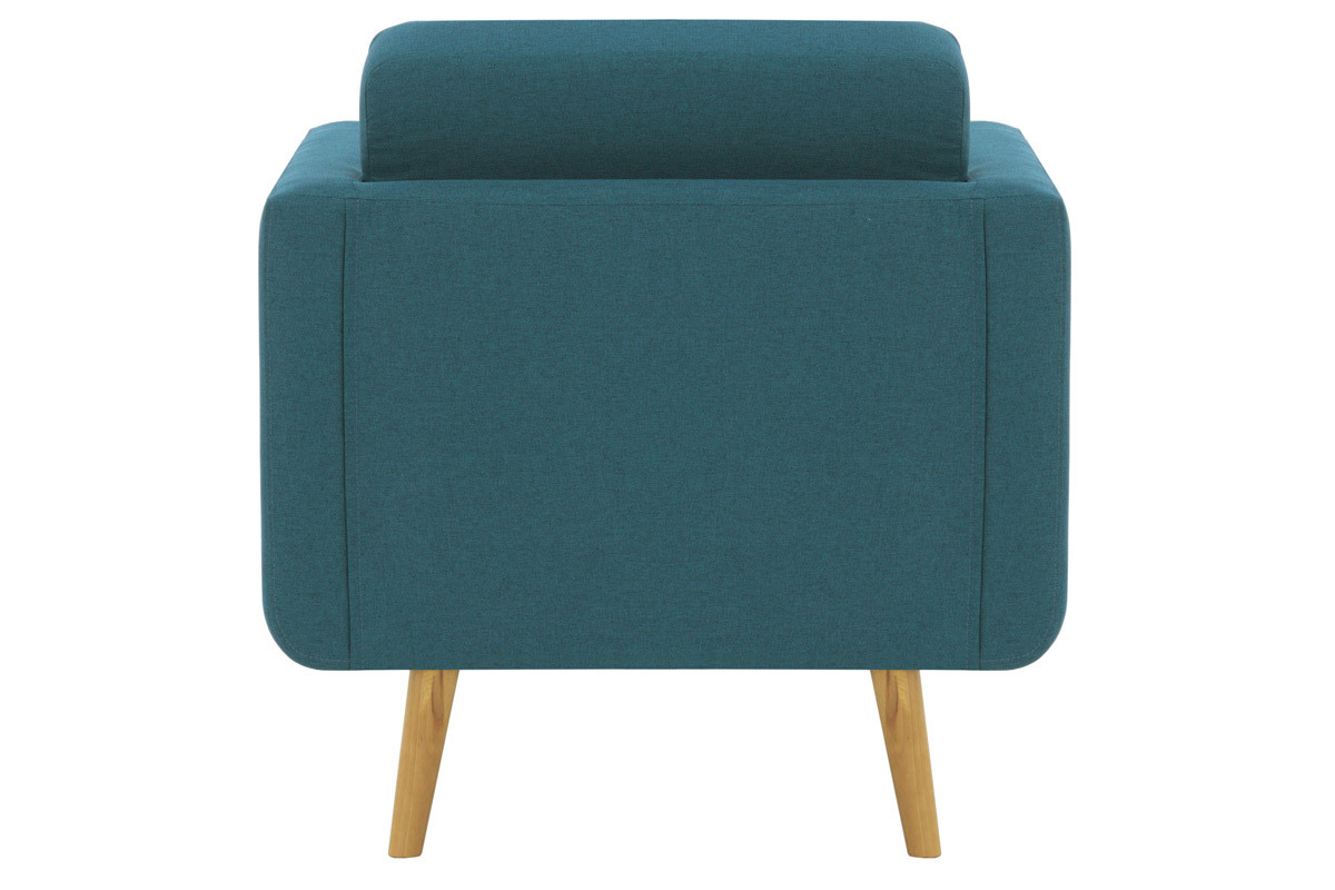 Silln nrdico en tejido azul petrleo y madera ELFE