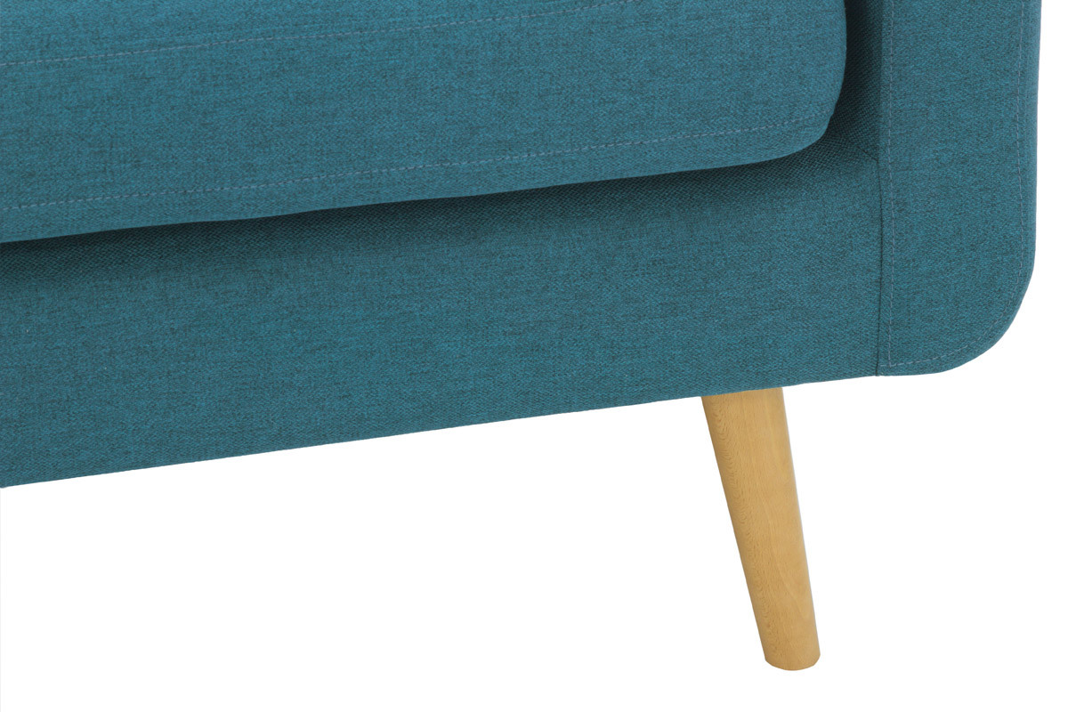 Silln nrdico en tejido azul petrleo y madera ELFE