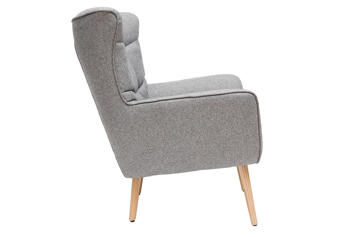 Silln nrdico en tejido gris claro y madera AVERY