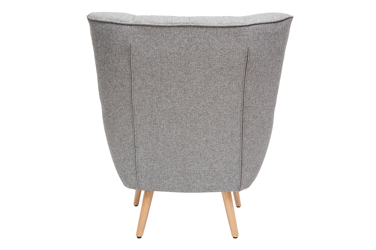 Silln nrdico en tejido gris claro y madera AVERY