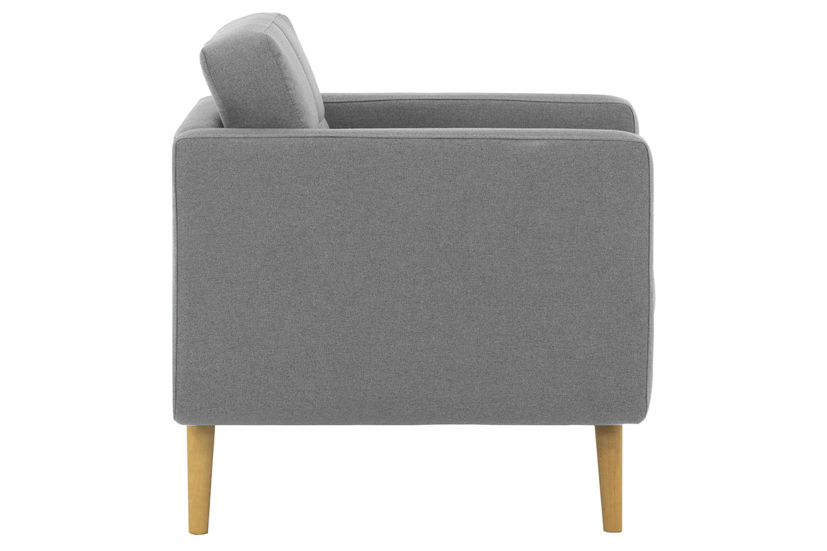 Silln nrdico en tejido gris claro y madera ELFE