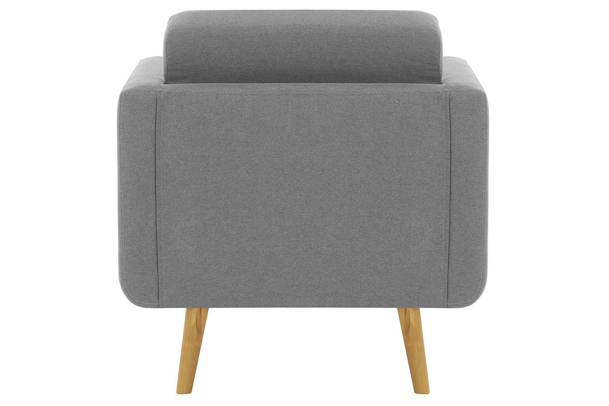 Silln nrdico en tejido gris claro y madera ELFE