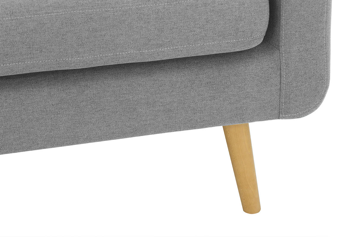 Silln nrdico en tejido gris claro y madera ELFE