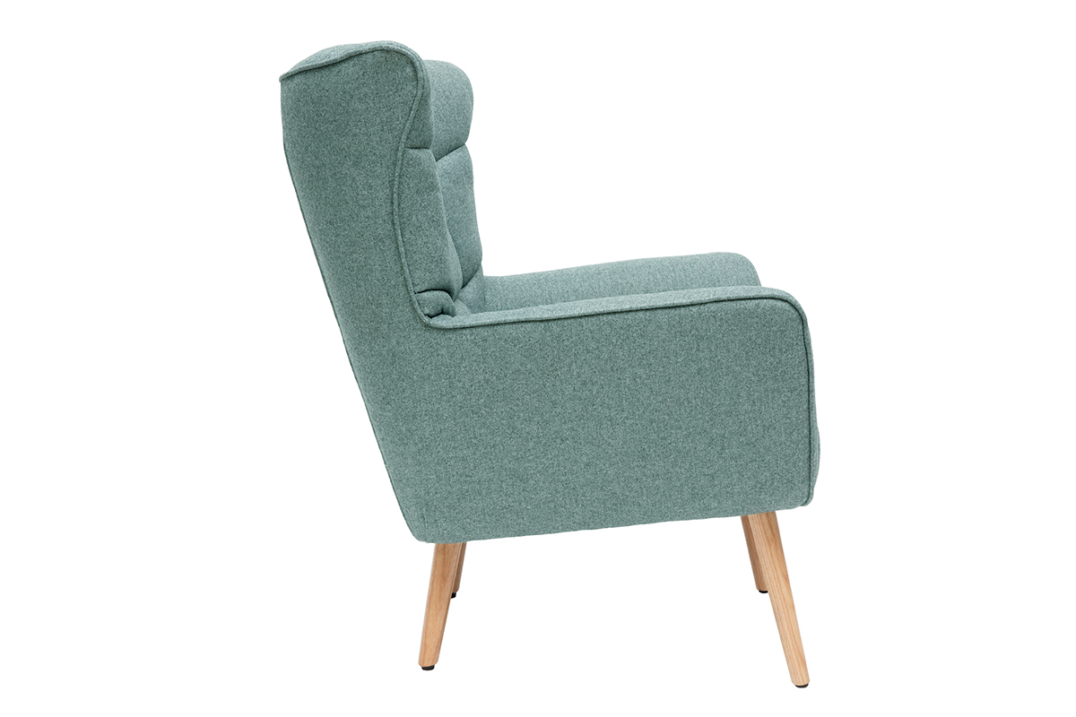 Silln nrdico en tejido verde y madera AVERY