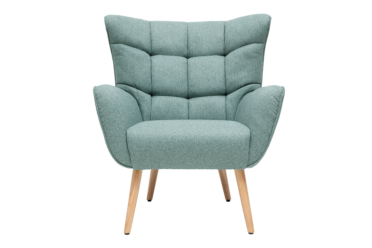 Silln nrdico en tejido verde y madera AVERY