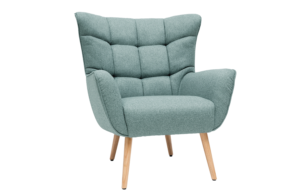 Silln nrdico en tejido verde y madera AVERY