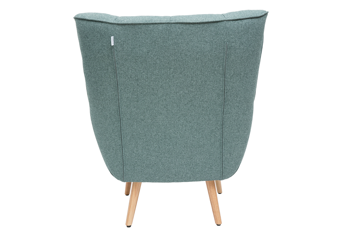 Silln nrdico en tejido verde y madera AVERY