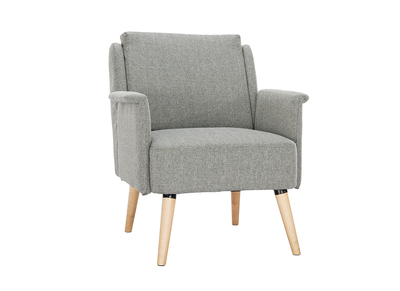 Sillón nórdico gris claro y madera AEOLA - Sillón nórdico gris claro y madera AEOLA