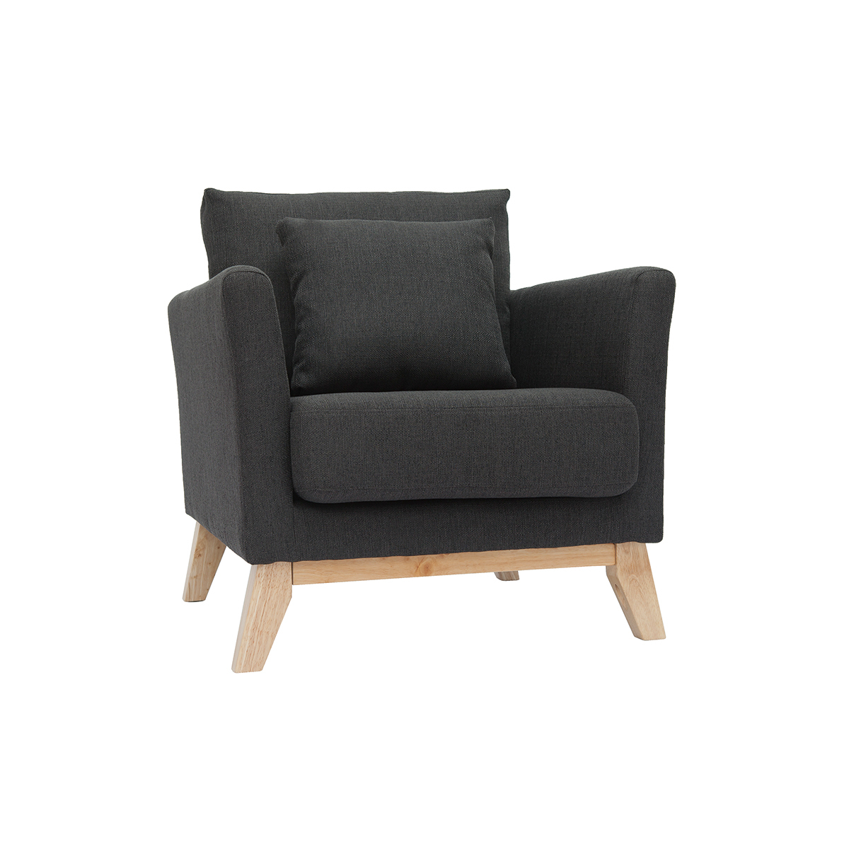 Sillón nórdico gris oscuro patas madera clara OSLO