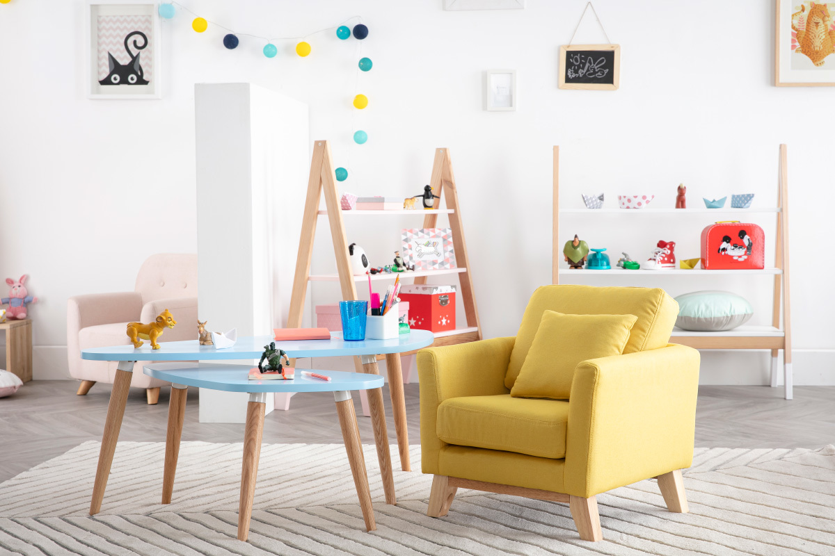 Silln nrdico infantil desenfundable en tejido amarillo BABY OSLO