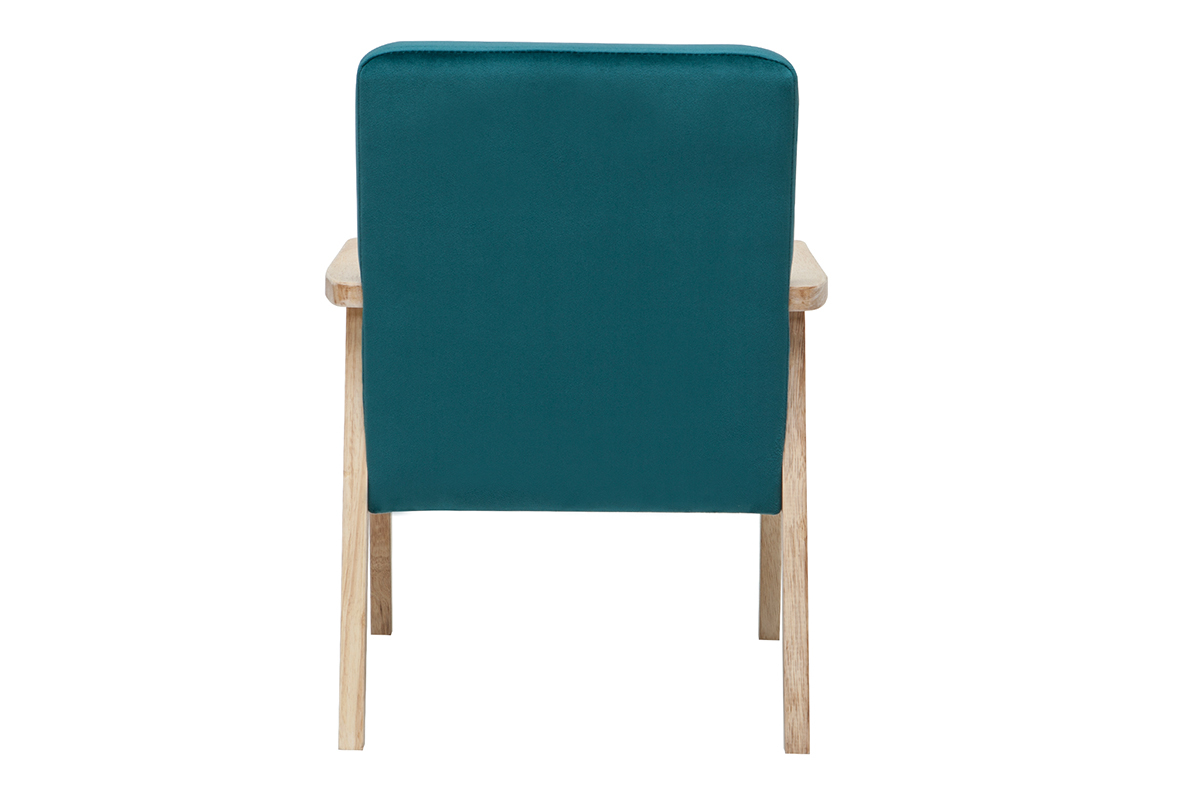 Silln nrdico infantil en terciopelo azul petrleo y madera clara ABYSS
