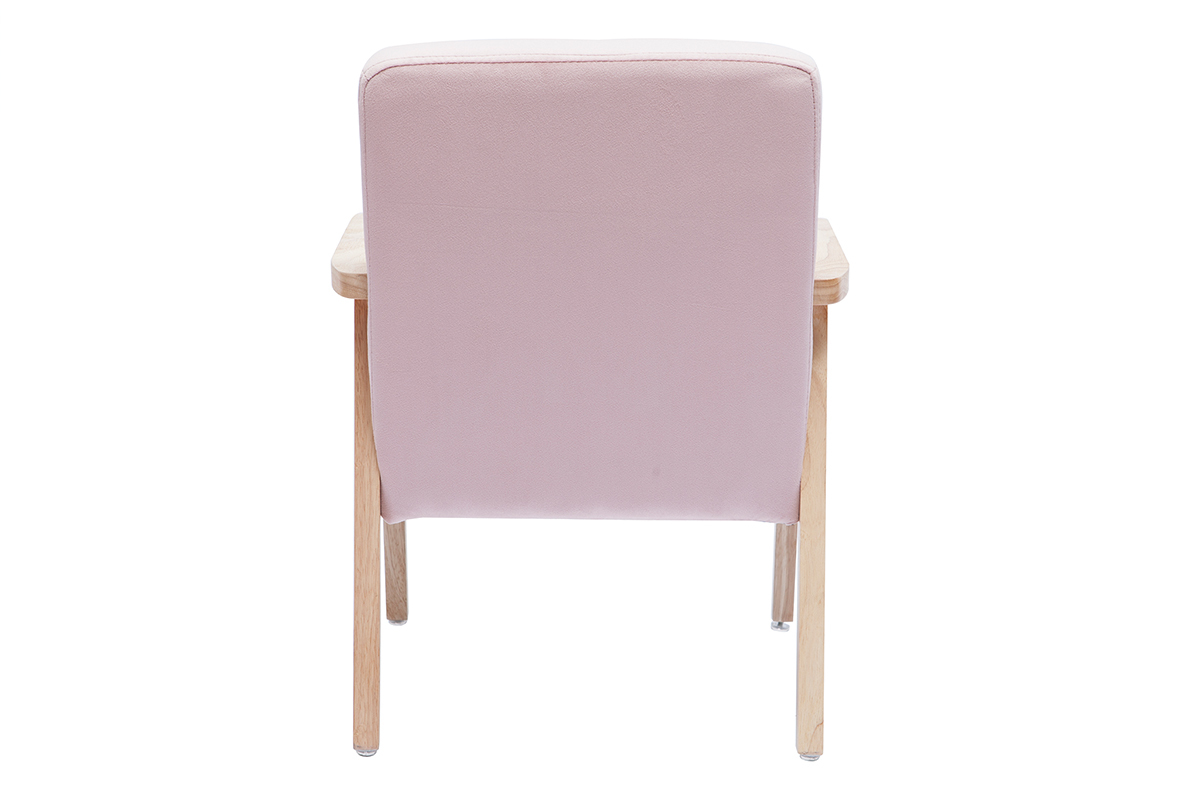 Silln nrdico infantil en terciopelo rosa y madera clara ABYSS