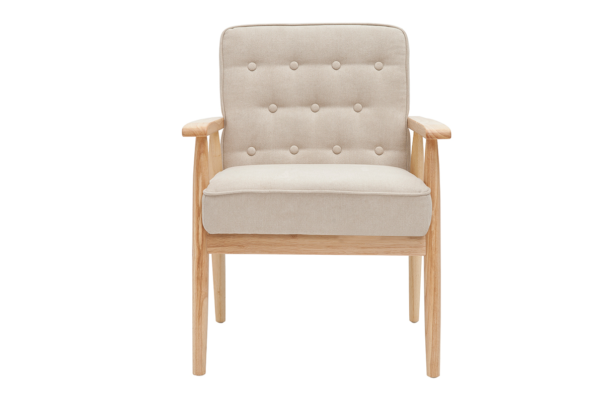 Silln nrdico tejido beige y madera natural FILIP