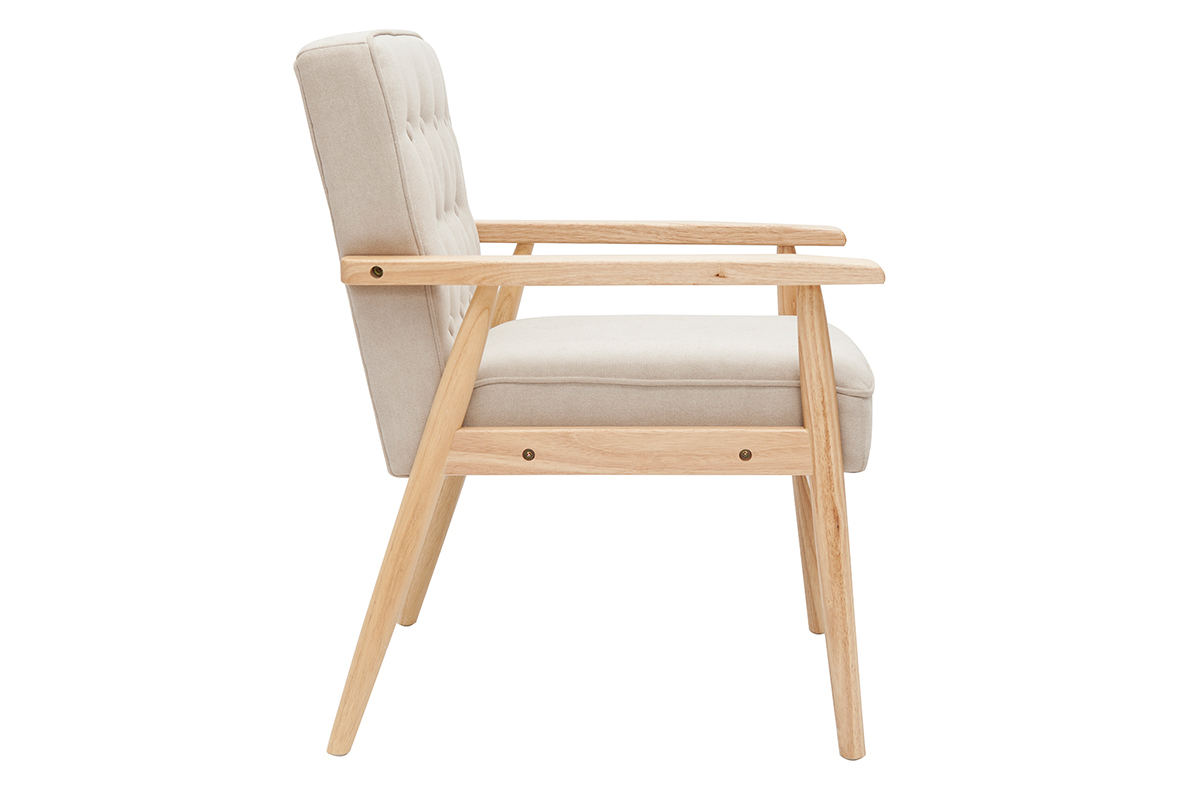 Silln nrdico tejido beige y madera natural FILIP