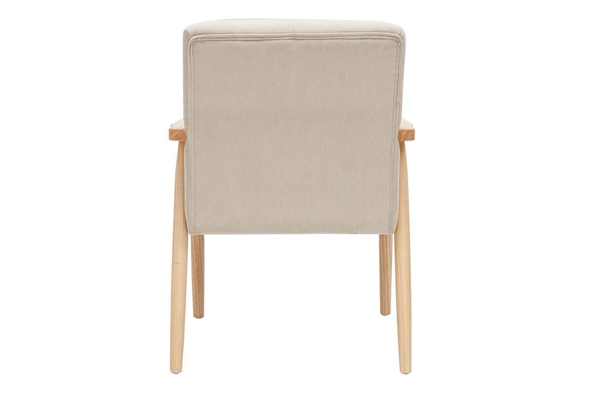 Silln nrdico tejido beige y madera natural FILIP