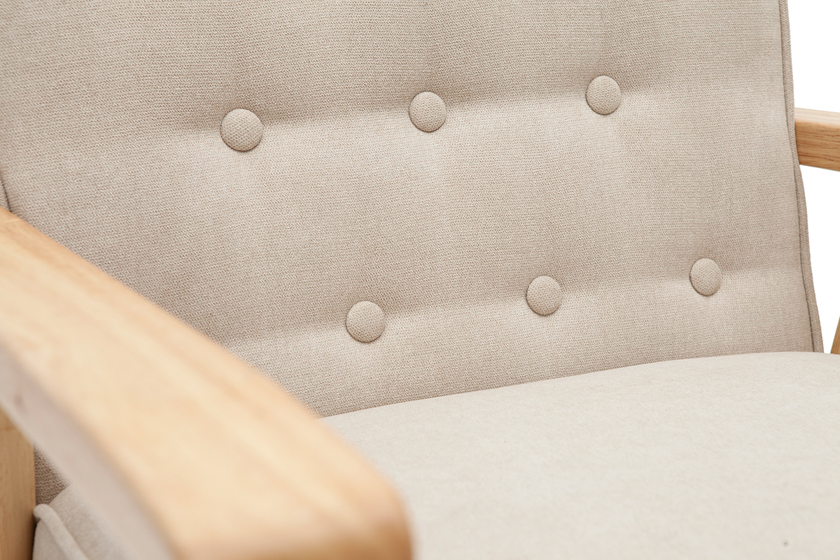 Silln nrdico tejido beige y madera natural FILIP