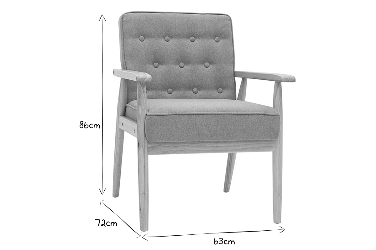 Silln nrdico tejido beige y madera natural FILIP