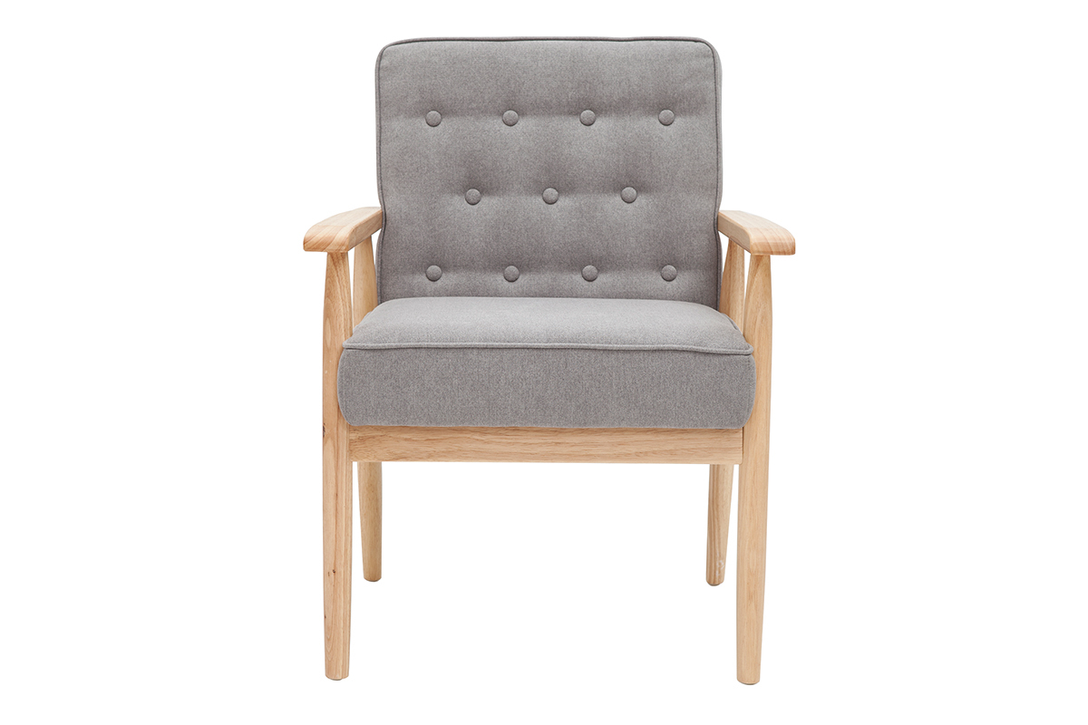 Silln nrdico tejido gris y madera natural FILIP
