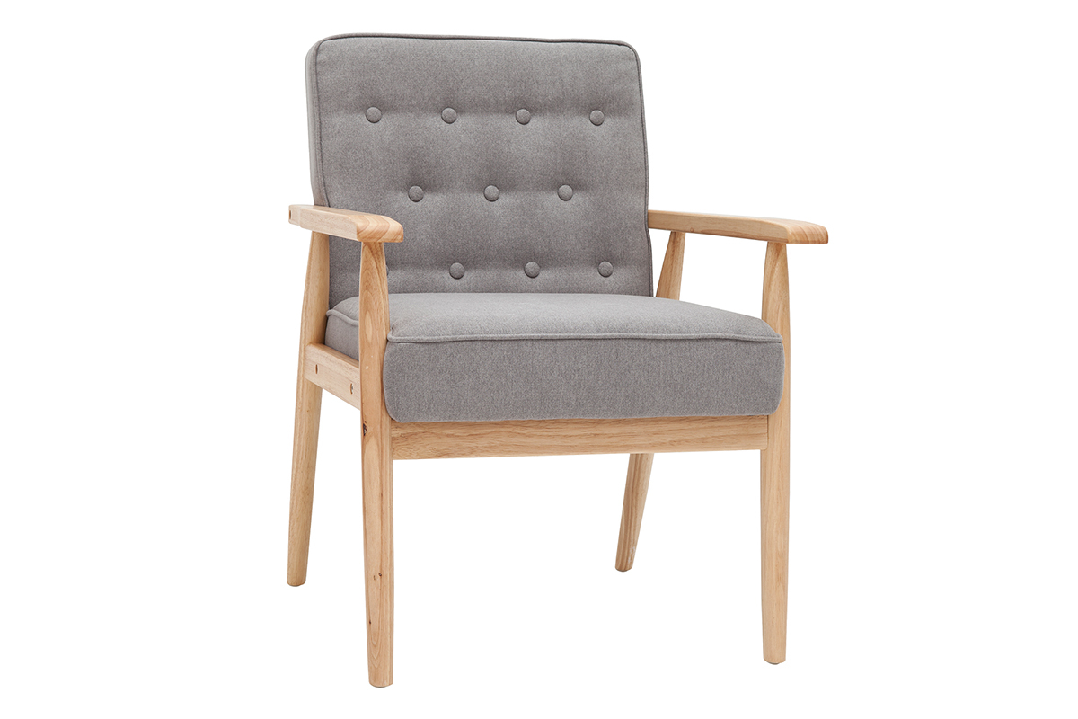 Silln nrdico tejido gris y madera natural FILIP