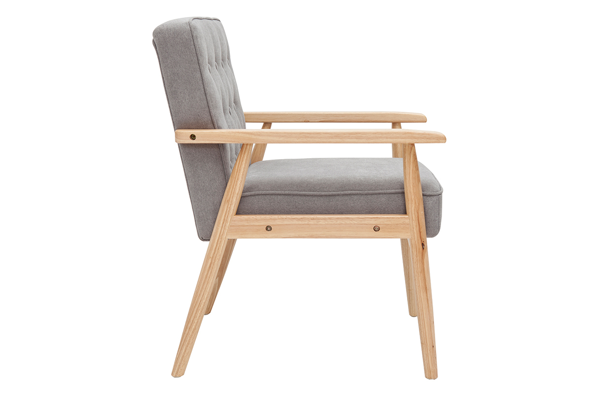Silln nrdico tejido gris y madera natural FILIP