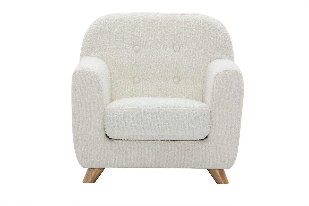 Silln para nios nrdico de borreguillo blanco y madera clara NORKID