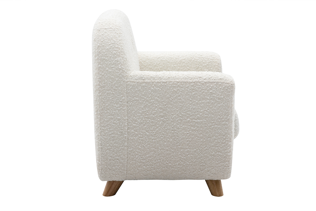 Silln para nios nrdico de borreguillo blanco y madera clara NORKID