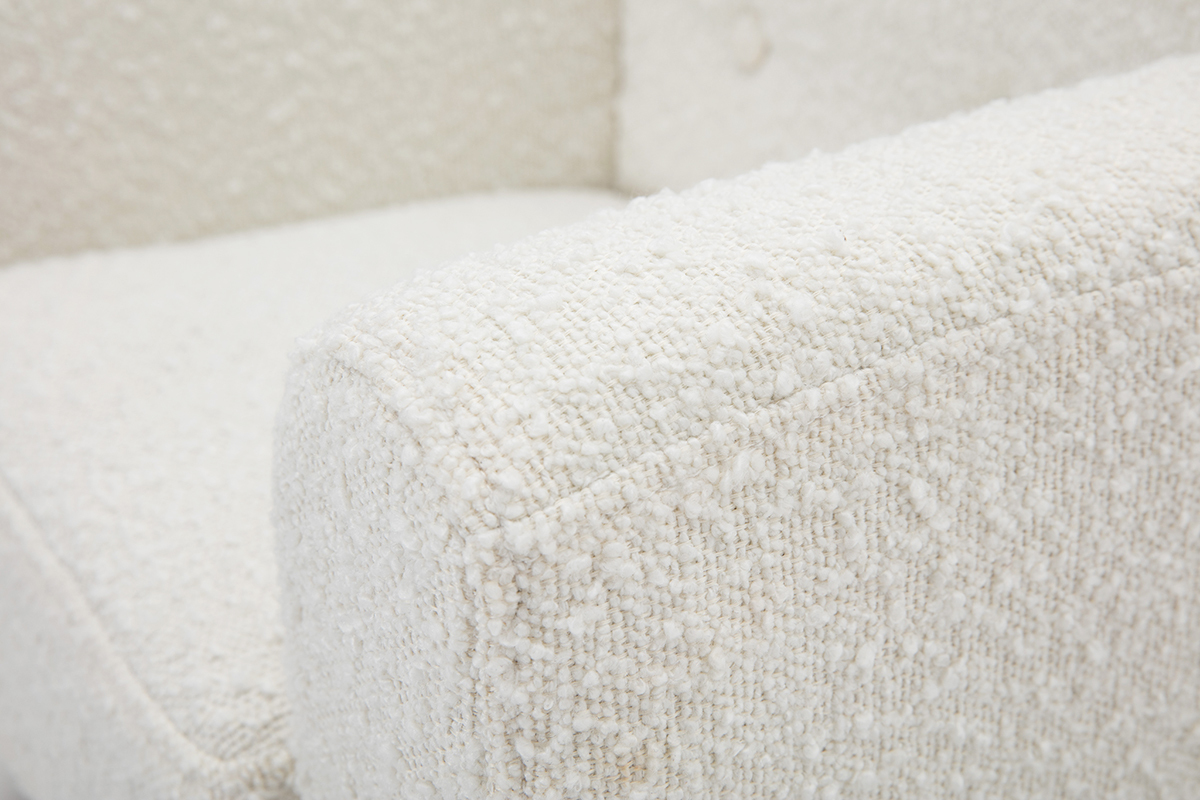 Silln para nios nrdico de borreguillo blanco y madera clara NORKID