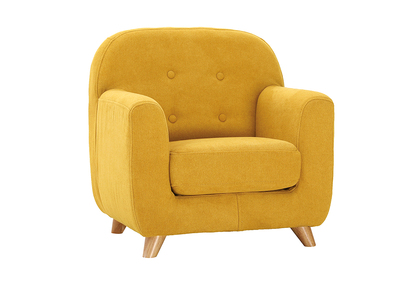 Sillón para niños nórdico tejido efecto aterciopelado amarillo mostaza NORKID