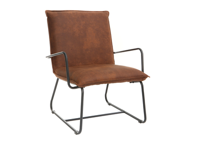 Sillón polipiel marrón y estructura metal negra MERCY