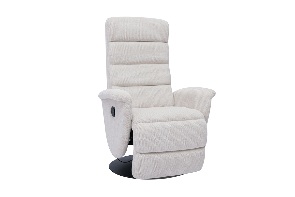Silln reclinable giratorio manual de tela chenilla beige NELSON