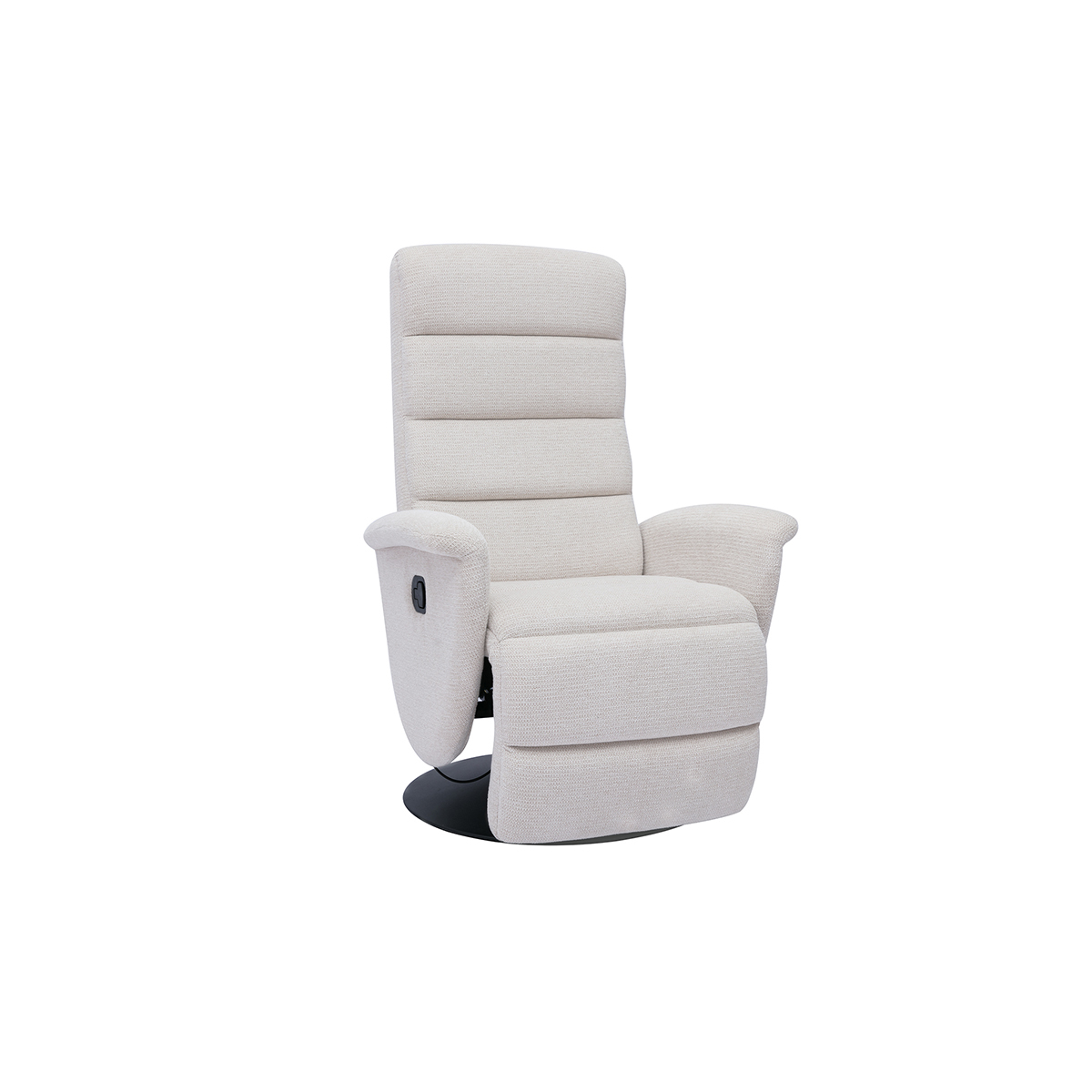 Sillón reclinable giratorio manual de tela chenilla beige NELSON