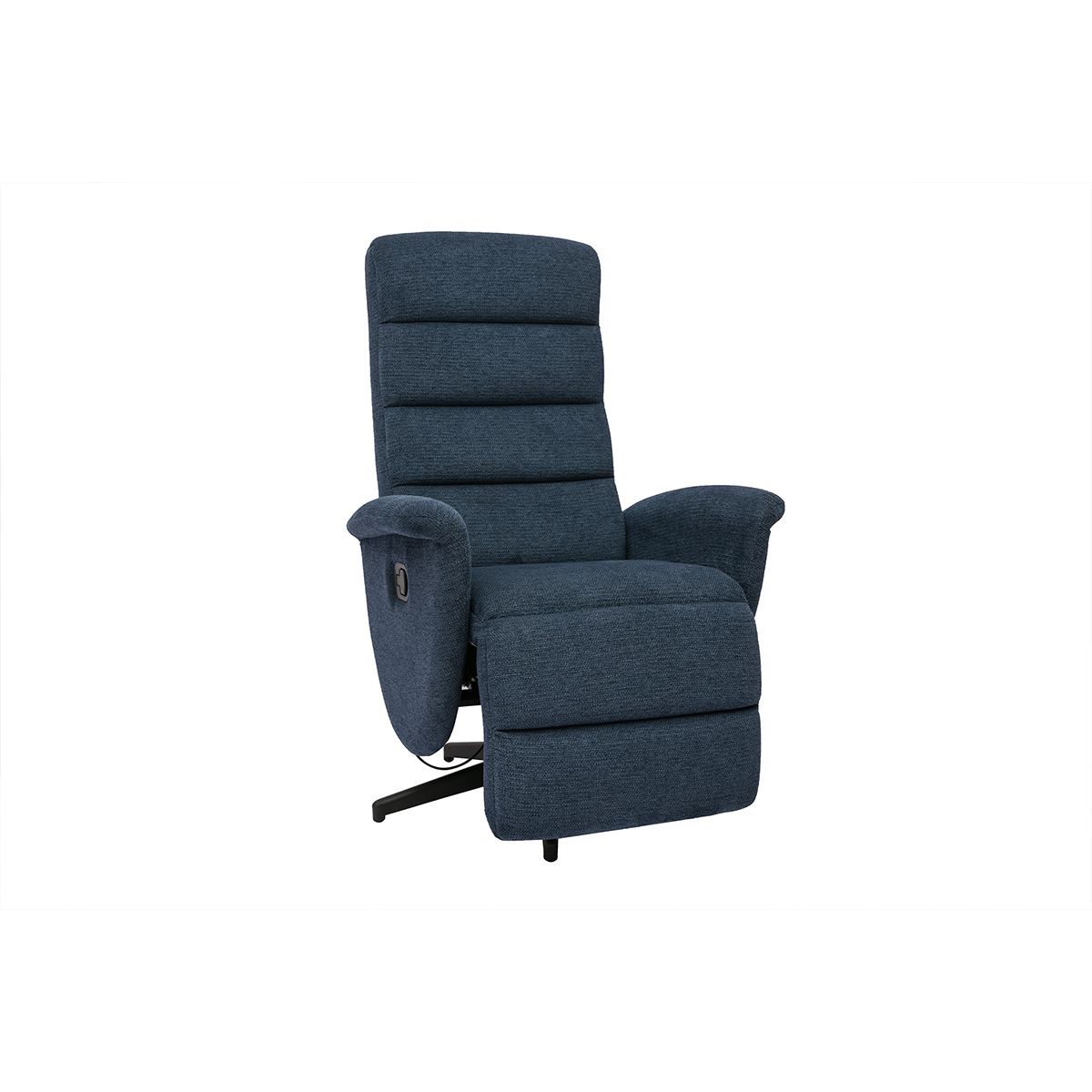 Sillón reclinable giratorio manual de tela de chenilla azul oscuro NELSON