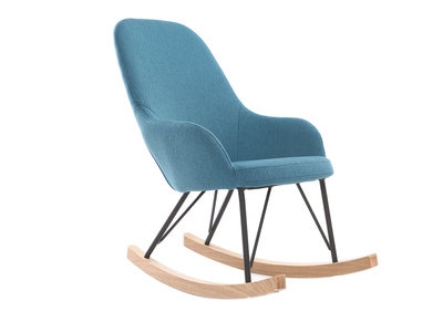 Sill&oacute;n relax - Baby mecedora tejido azul patas metal y fresno JHENE
