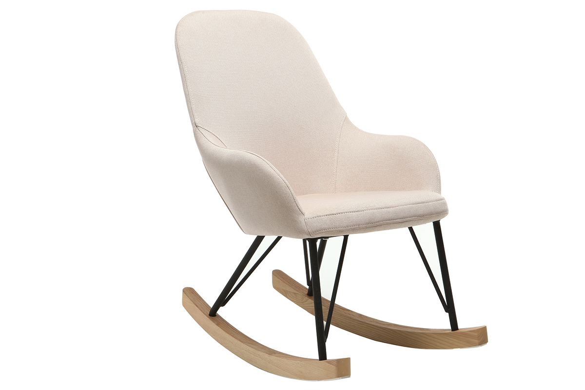 Silln relax - Baby mecedora tejido beige  patas metal y fresno JHENE