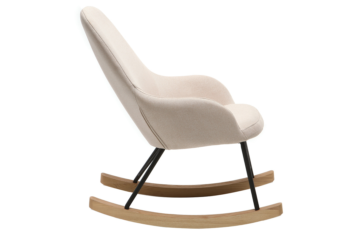 Silln relax - Baby mecedora tejido beige  patas metal y fresno JHENE