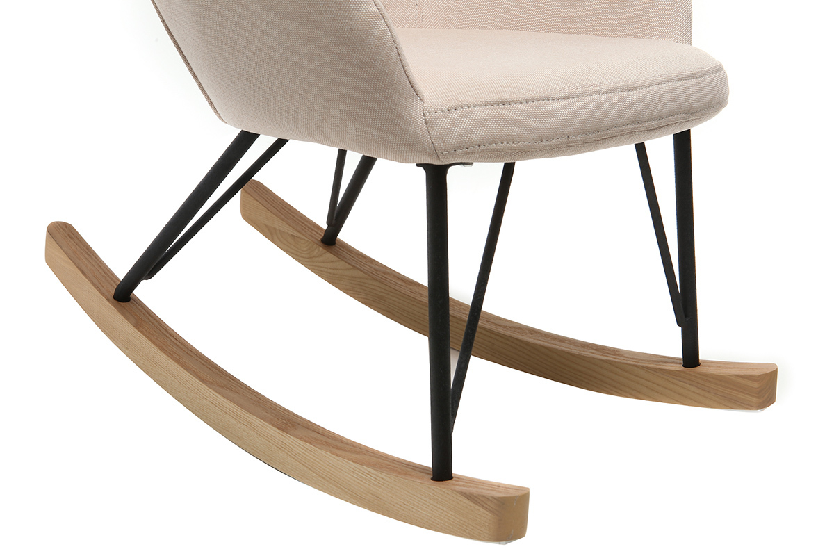 Silln relax - Baby mecedora tejido beige  patas metal y fresno JHENE