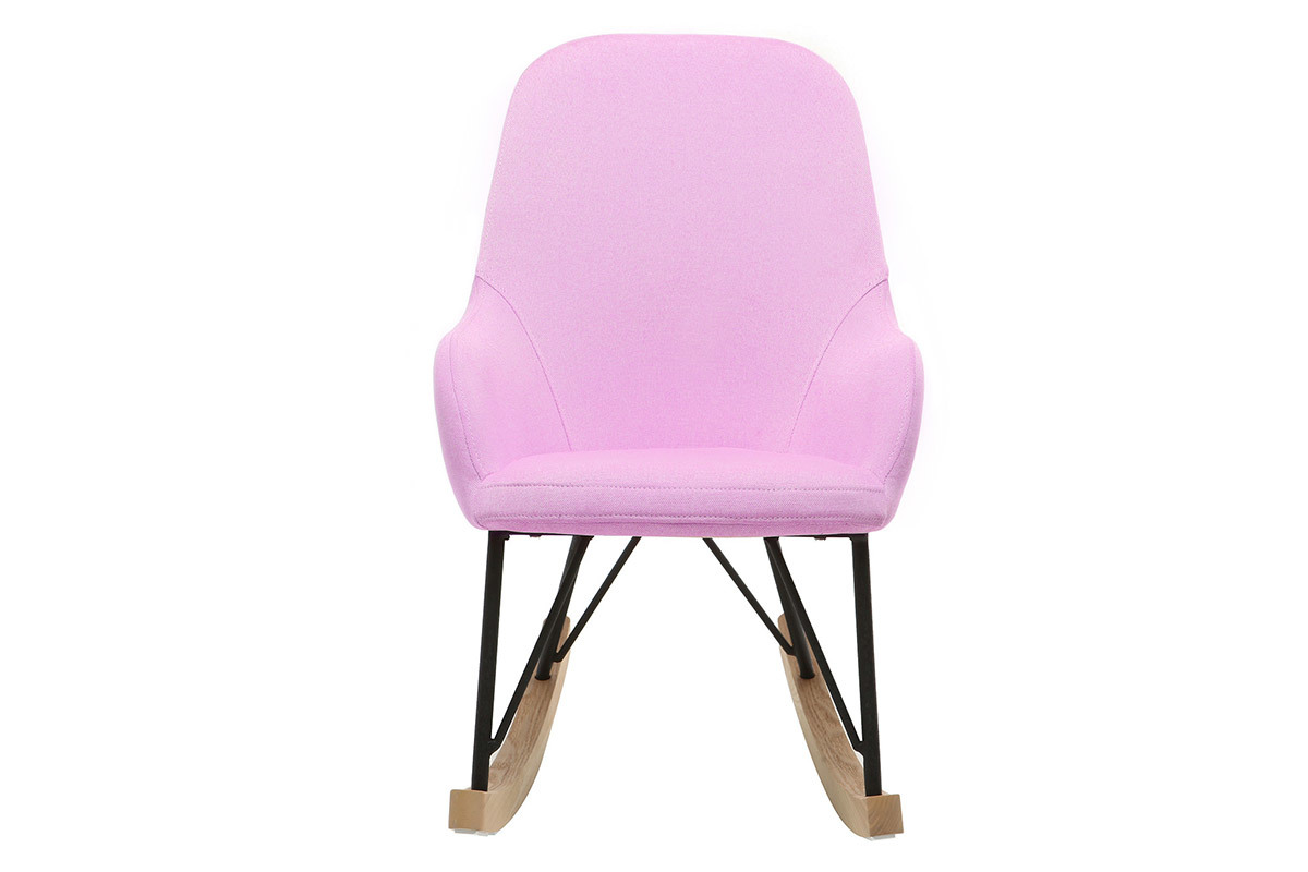 Sill�n relax - Baby mecedora tejido rosa patas metal y fresno JHENE