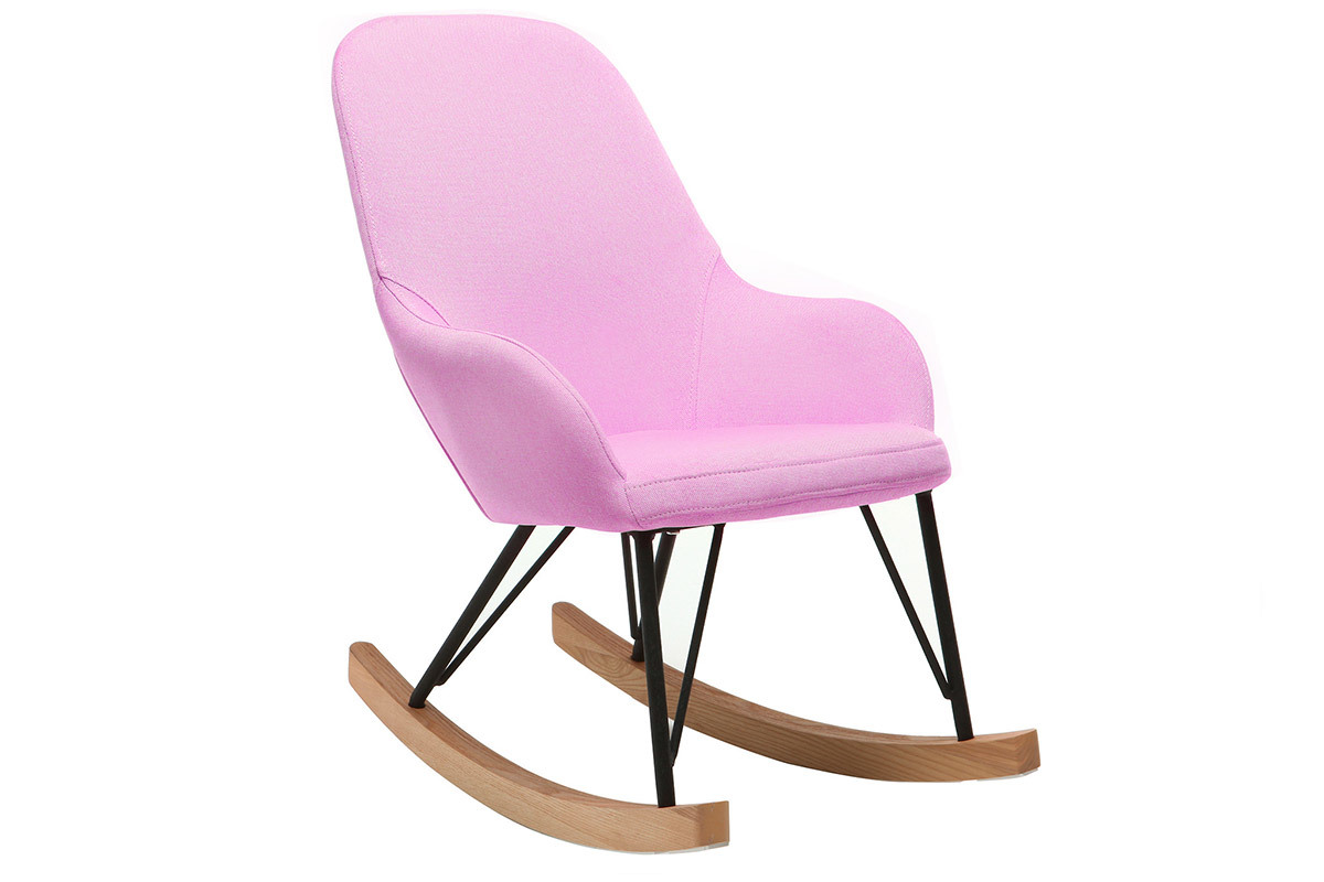 Sill�n relax - Baby mecedora tejido rosa patas metal y fresno JHENE