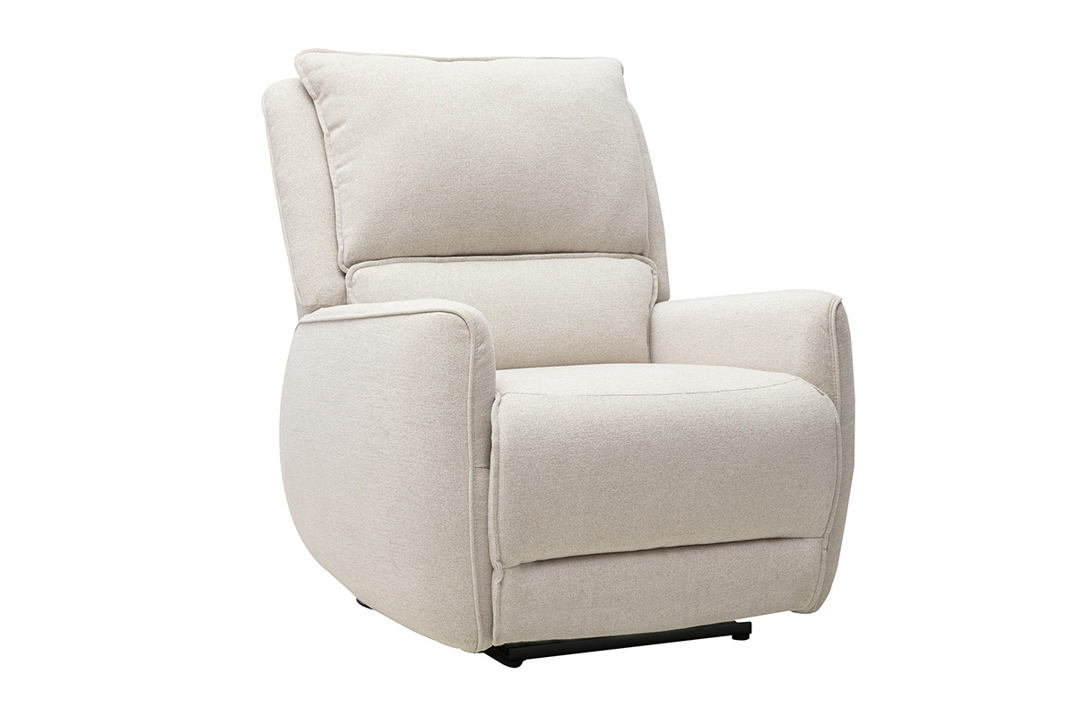 Sill�n relax el�ctrico beige RACHEL, vista en 3/4, con reposabrazos y cojines mullidos.