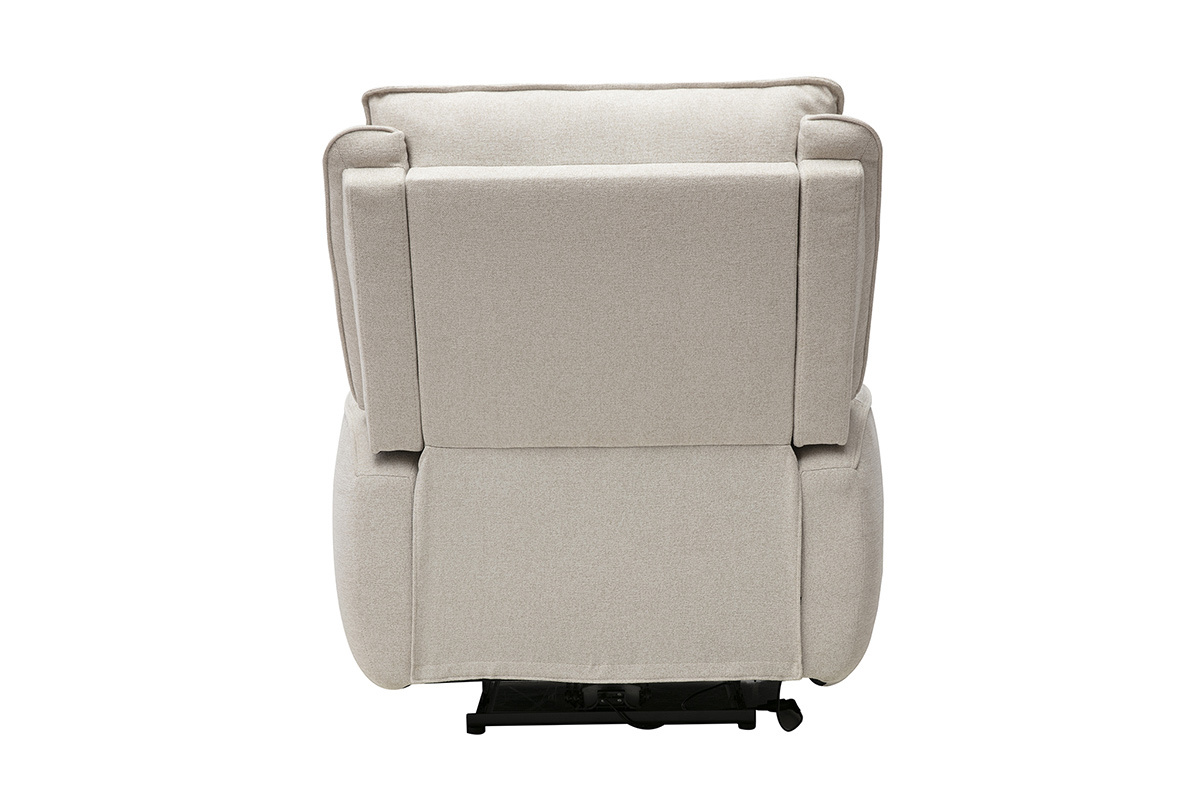 Sill�n relax el�ctrico beige, vista trasera, en tejido con efecto terciopelo texturizado.