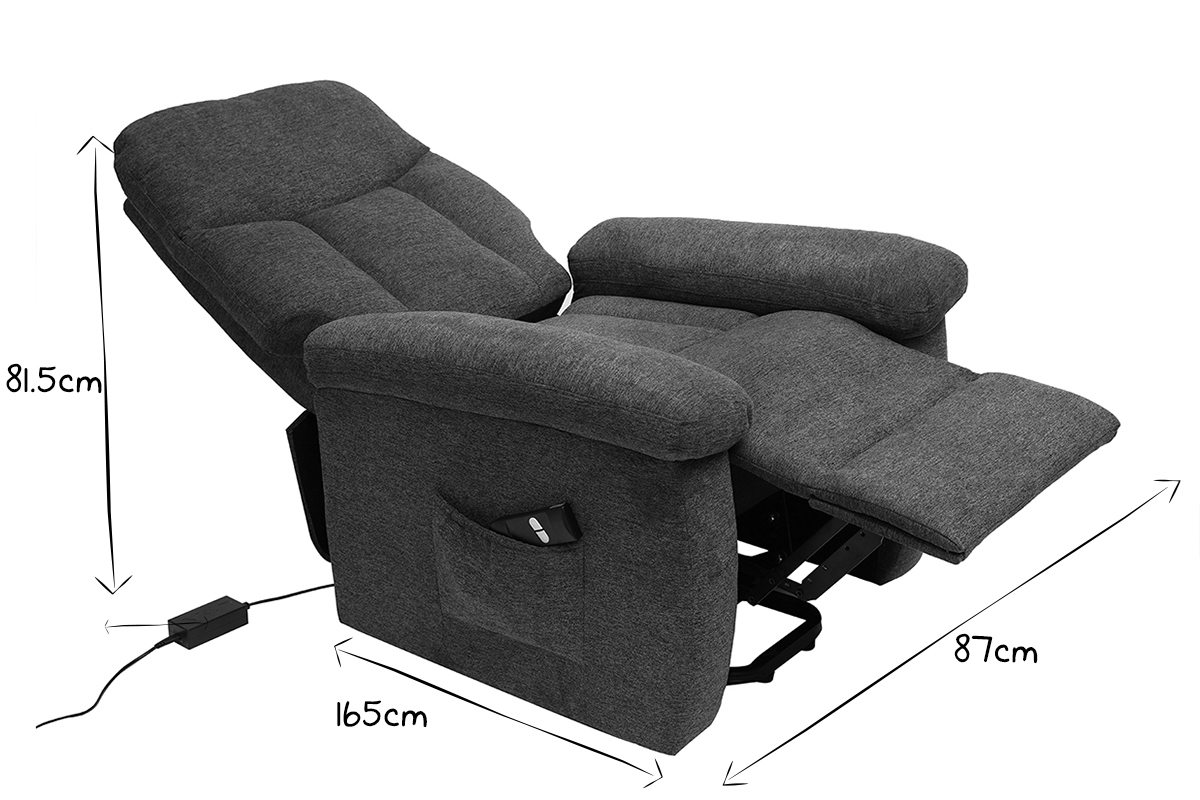 Silln relax elctrico inclinable en tejido gris MOVIE