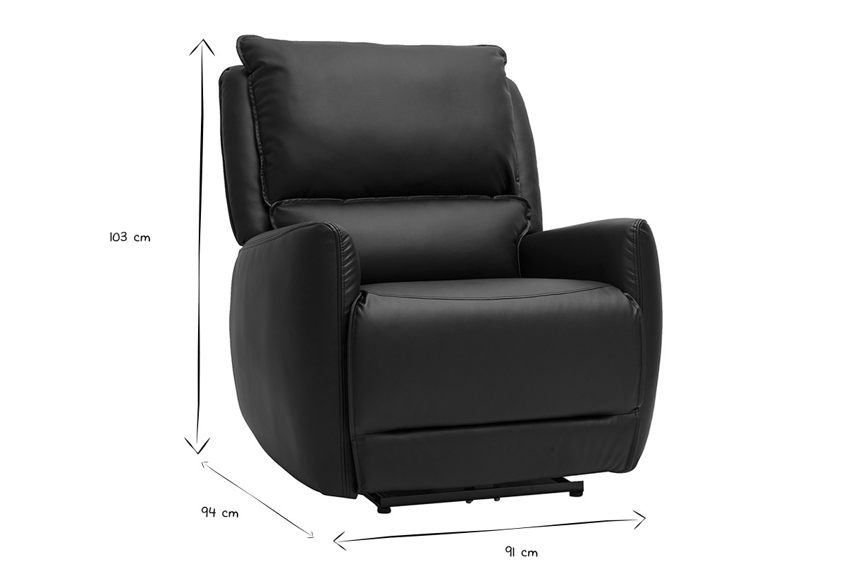 Dimensiones del sill�n relax el�ctrico negro RACHEL: 91 cm de ancho, 103 cm de alto, 94 cm de profundidad.