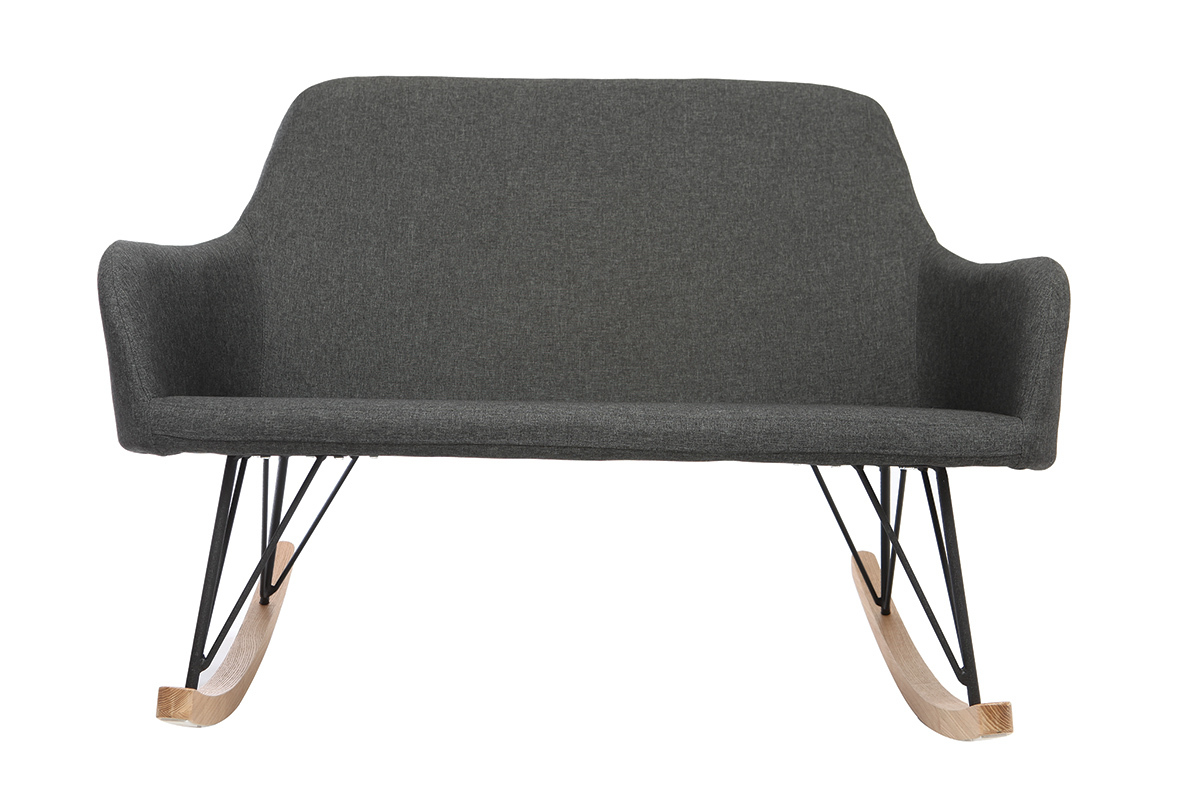 Sill�n relax - Mecedora 2 plazas tejido gris antracita patas metal y fresno JHENE