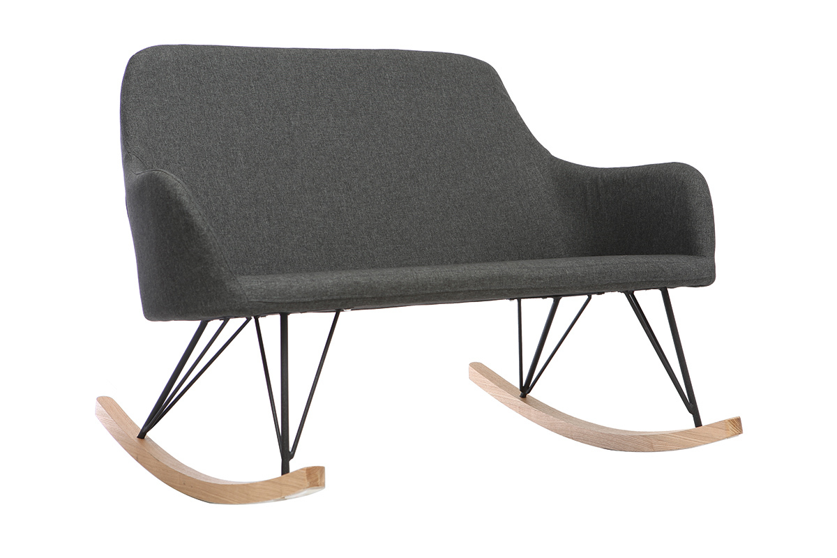 Sill�n relax - Mecedora 2 plazas tejido gris antracita patas metal y fresno JHENE